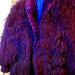 Rich Purple Dyed Tibet Lamb & Rabbit Fur Coat